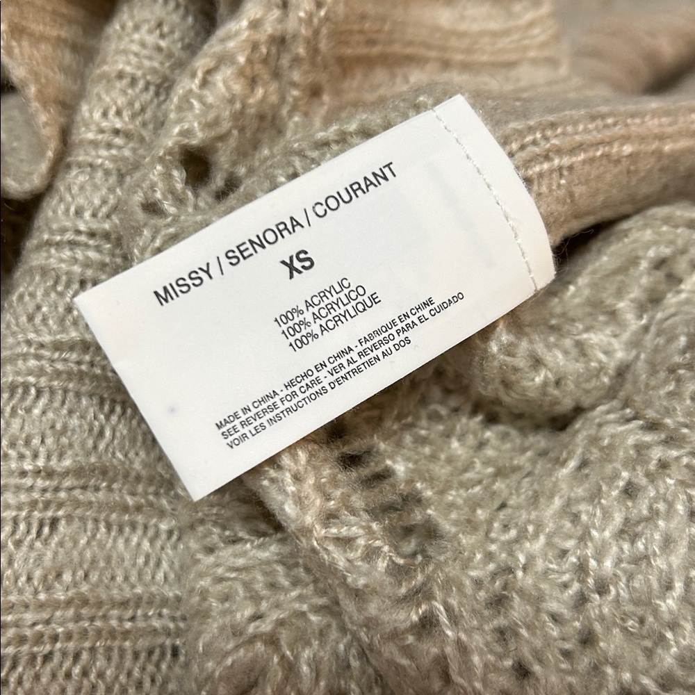 Vintage America Cable Knit Poncho - Taupe - Picture 6 of 6